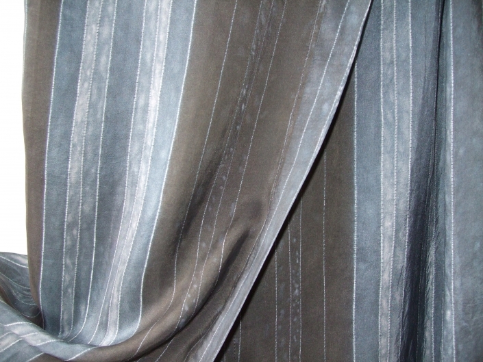 Shibori stitch resist & Indigo on silk