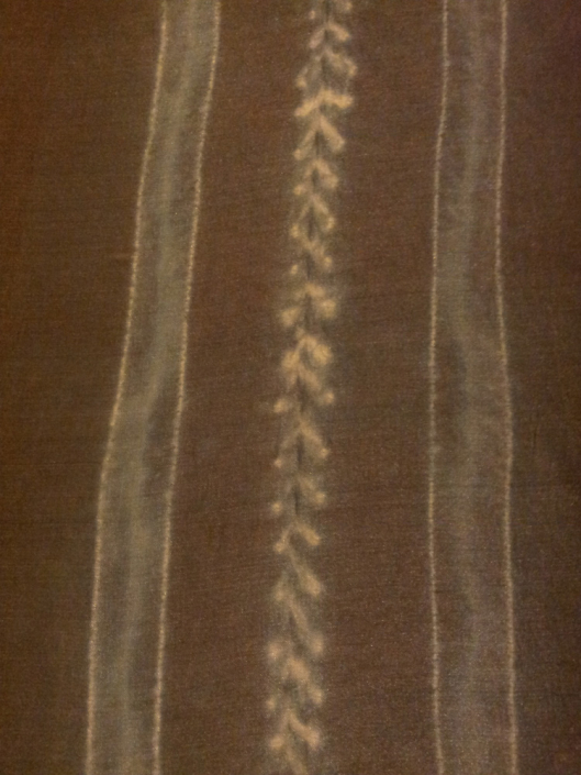 Shibori stitch resist & Indigo on silk