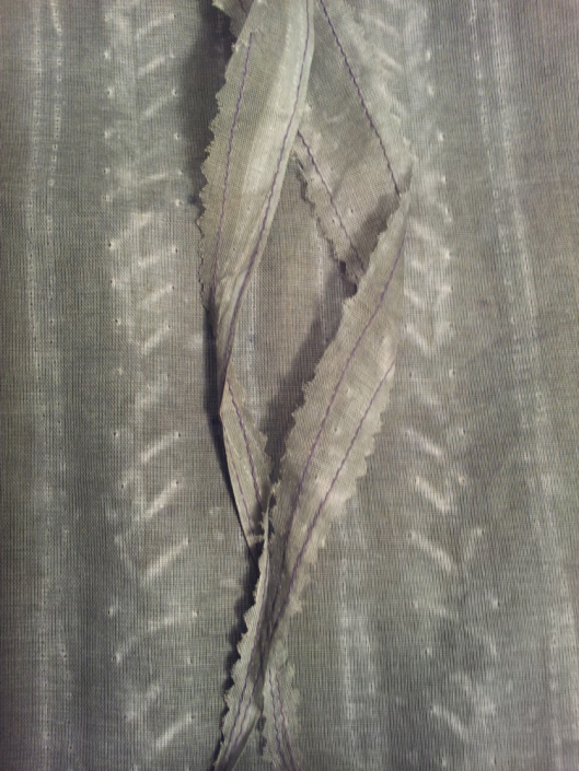 Grey i Shibori stitch resist on Silk Chiffon