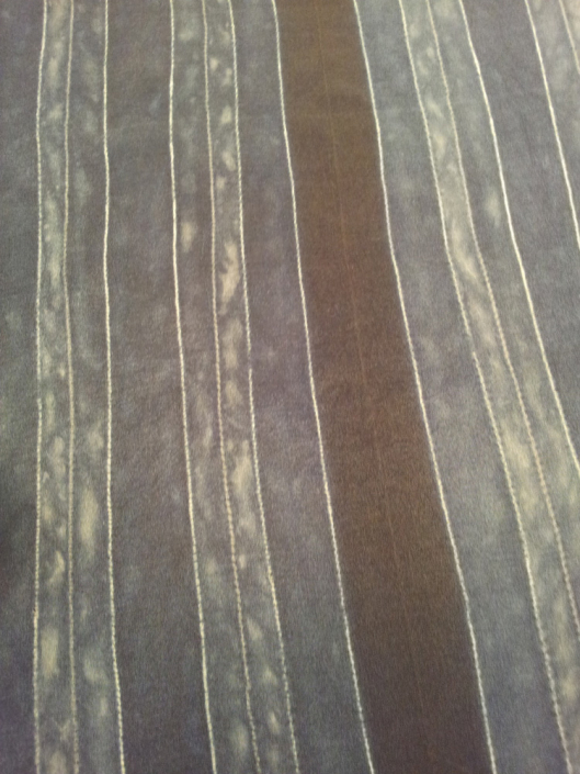 Shibori stitch resist & Indigo on silk