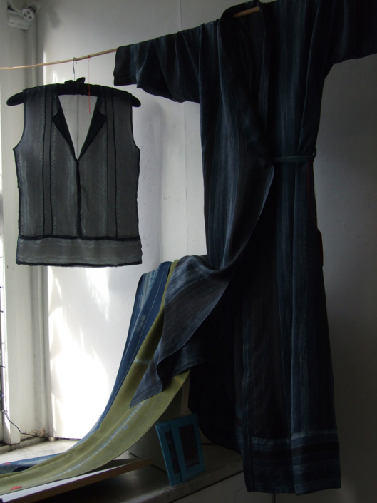Black Silk Chiffon & Shibori Shirt