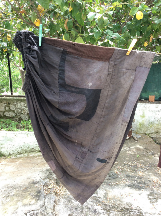 Hand Made Skirt. Heavily patched with various pieces in an array of weathered tones
