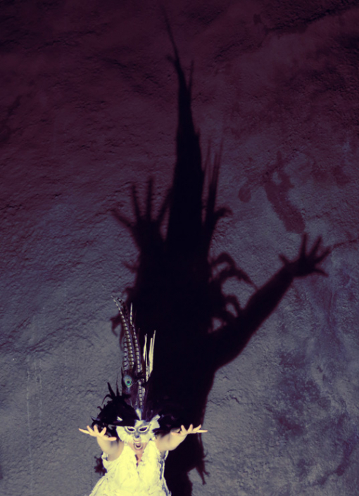Ariel & Tall feather headdress as a‘Harpy’