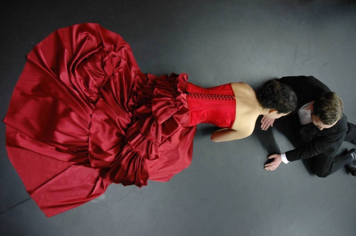 Miss Julie: C19th. Period dress made from recycled cloth.