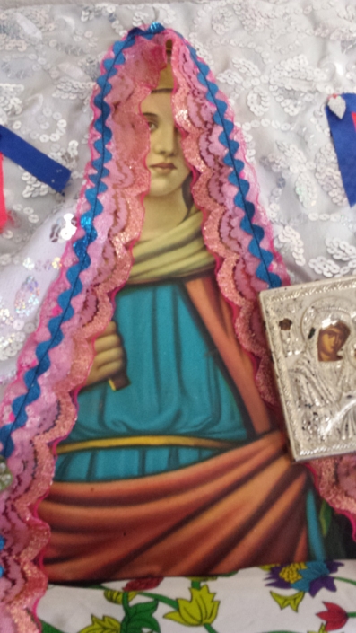 Religious Icon decorated with handmade textiles.
