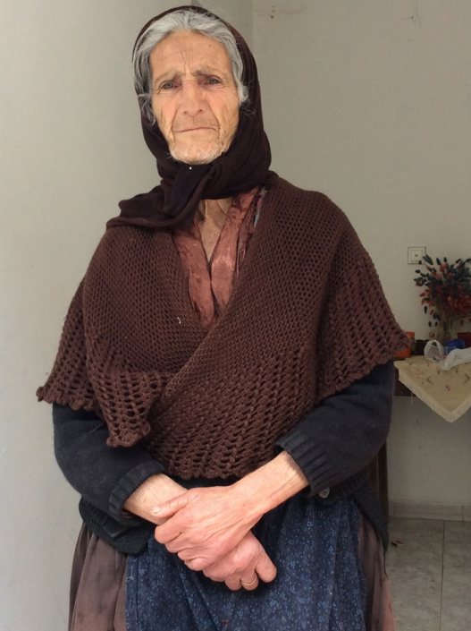 Dimitra & typical local handmade shawl