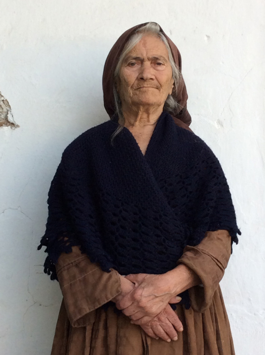 Evgenia in traditional dress and shawl